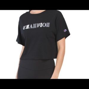 New black champion crop top S